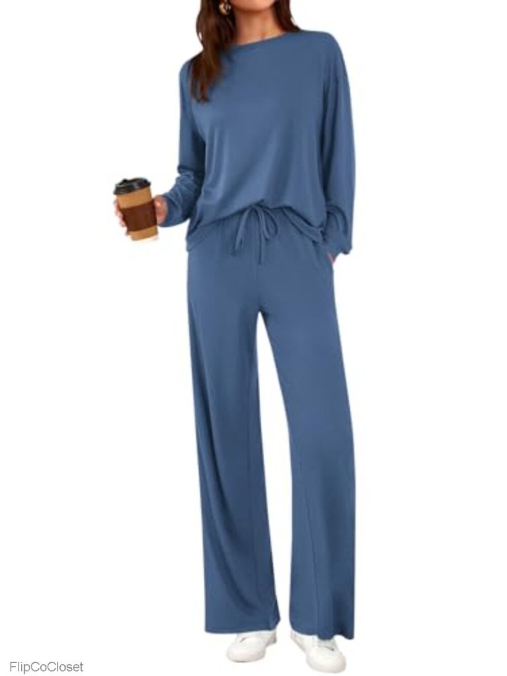 PRETTYGARDEN Women's 2 Piece Lounge Set Viscose Blend Crewneck Long Sleeve